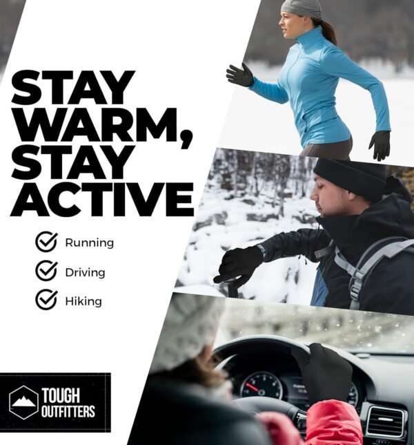 Tough Outdoors Running Gloves for Men & Women - Winter Glove Liners & Touchscreen Gloves - Lightweight Gloves & Hiking Gloves - Image 7