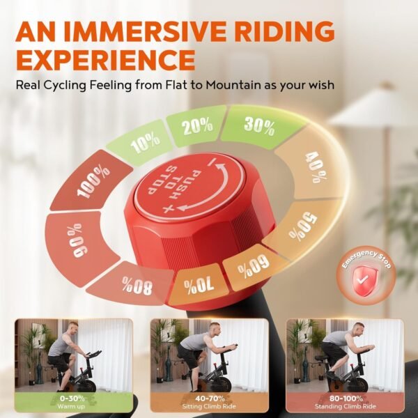 YAMO Exercise Bike, Indoor Cycling Bike Brake Pad/Magnetic Stationary Bike for Home, Adjustable Resistance Silent Belt Drive, Cycle Bike with Comfortable Seat Cushion & Upgraded LCD Monitor - Image 5
