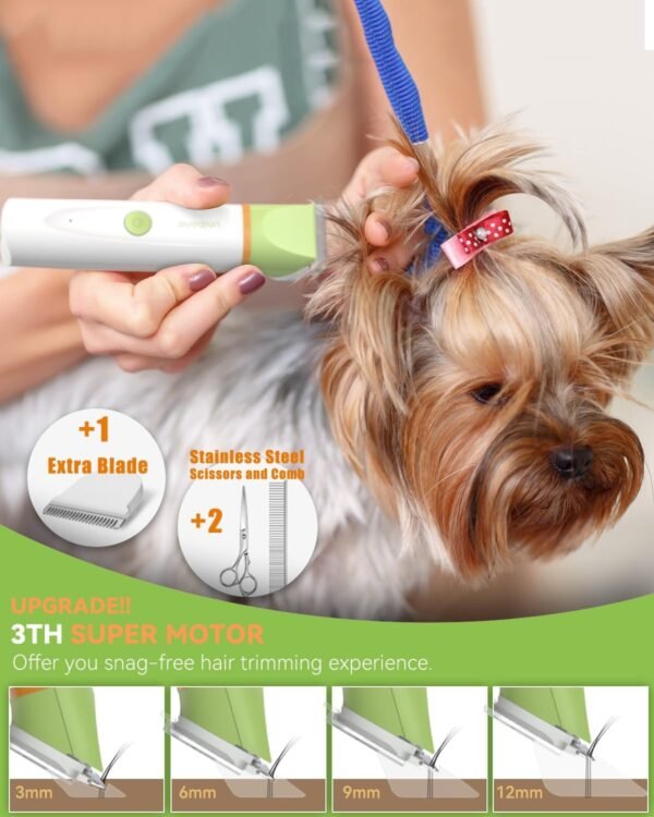 Dog Grooming Kit with Paw Trimmer, All-in-One Low Noise Electric Rechargeable Cordless Small Quiet Pet Clippers Foot Dog Hair Shaver with Stainless Steel Scissors and Comb for Dogs Cats at Home - Image 6