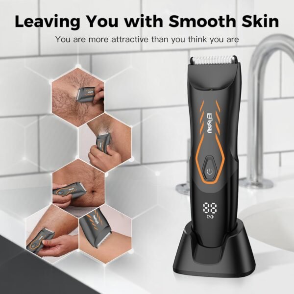 ENSSU Manscape Electric Groin Hair Trimmer, Showerproof Ball Shaver/Trimmer Men, Waterproof Body Hair Trimmer, Men Pubic Hair Trimmer, Cordless Men Body Shaver Groomer - Image 3