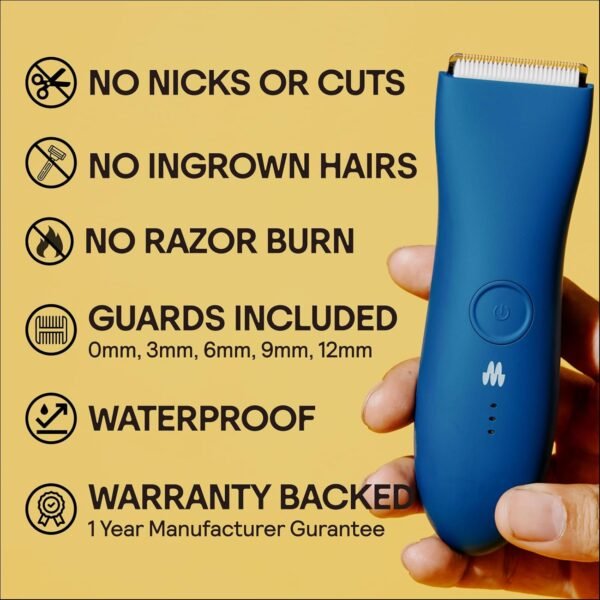 MERIDIAN Body Hair Trimmer for Men, Pubic Hair Trimmer Balls, Body Shaver for Men Groin Safe, Electric Ball Shavers, Bikini Razors Women, Waterproof & Rechargeable - Ocean - Image 3