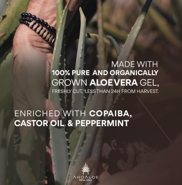 AHOALOE Brazilian Aloe Vera Gel - Multipurpose Moisturizing Natural Gel with Copaiba, Castor Oil and Fresh Mint and Natural for Face, Skin and Hair - After Sun Care, Sunburn Relief 8.4oz - Image 3