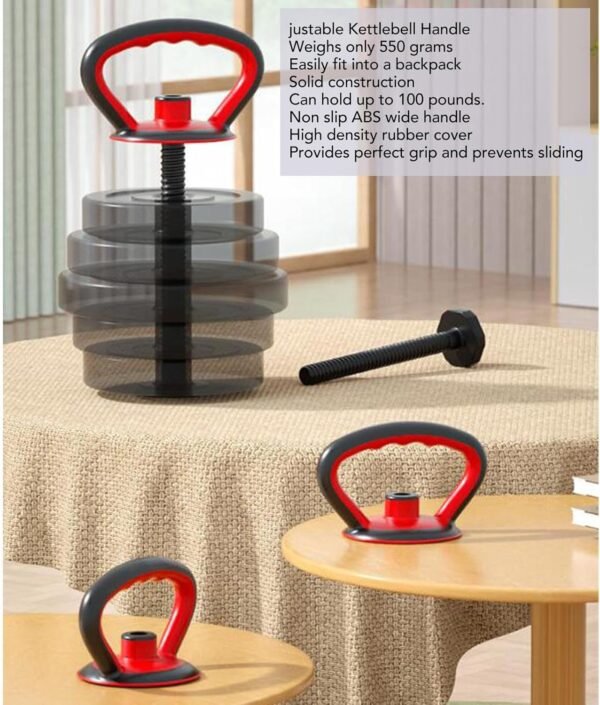 Adjustable Kettlebell Handle, Plate Kettlebell Grip Loadable Ergonomic Weight Strength Training Weightlifting Accessories for Home Gym Set - Image 4