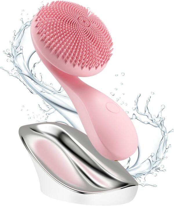 2 in 1 Facial Cleansing Brush,Rotating Magnetic Beads & Massage Cleaning Silicone Face Scrubber，Waterproof and Rechargeable Face Scrub Brush - Image 2