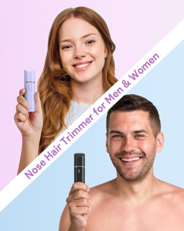 Portable Nose Hair Trimmer, Type-C Rechargeable Nose Hair Trimmer Clipper, Professional Painless Trimmer for Men Women, Smoother Cutting (Purple,1pc) - Image 7