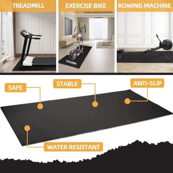 High Density Home Gym Treadmill Exercise Bike Equipment Mat, 1/4" Thick, Multiple Sizes - Image 3