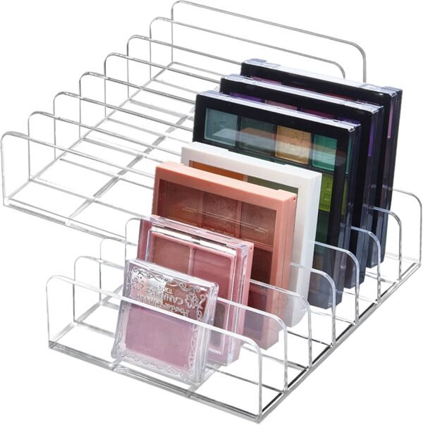 TUZAZO 2 Pack Acrylic Eyeshadow Palette Makeup Organizer - 7-Section Makeup Palette Organizer - Cosmetics Display Storage Holder for Eyeshadow Palettes Blush Contour Kits Sunglasses - Image 2
