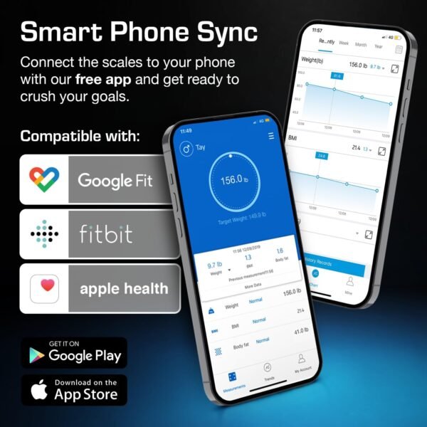 Active Era Digital Bathroom Bluetooth Scales Weight and Body Fat - Fit Track Scale Calculates BMI, Body Fat Percentage, Muscle Mass - Apple Health, Google Fit & Fitbit Compatibility (White) - Image 5