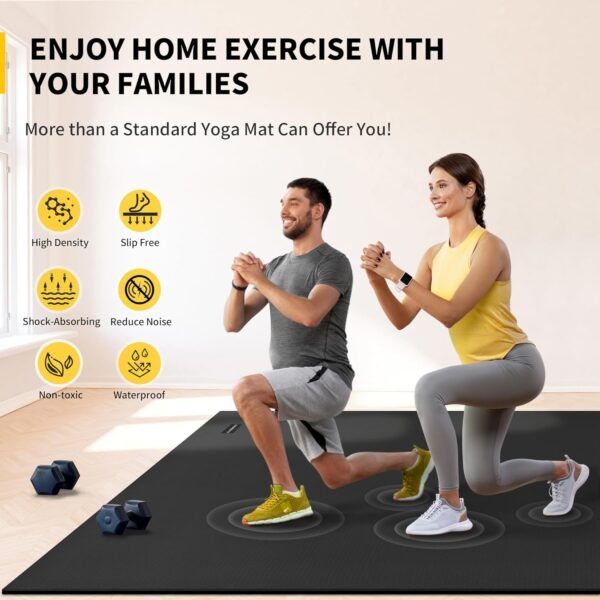 CAMBIVO Large Exercise Mats for Home Workout, 6' x 4' x 7 mm Extra Thick Workout Mats for Home Gym, Gym Mats for Jump Rope, Weights, Cardio, Fitness, Shoe-Friendly - Image 5