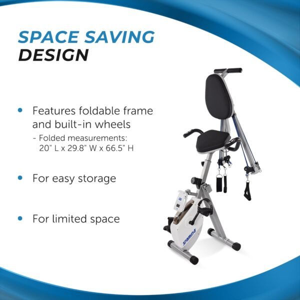 Stamina Foldable Exercise Bike and Strength System With Smart Workout App and 250 Pound Weight Capacity for Home Workout, Gray - Image 8
