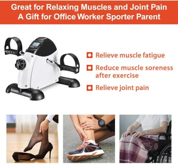 Under Desk Bike Pedal Exerciser Portable Home Exercise Bike Pedal Exerciser Foot Peddler Portable Therapy Bicycle Leg Peddler Portable Mini Cycle Bike for Hands Arm Trainer - Image 6