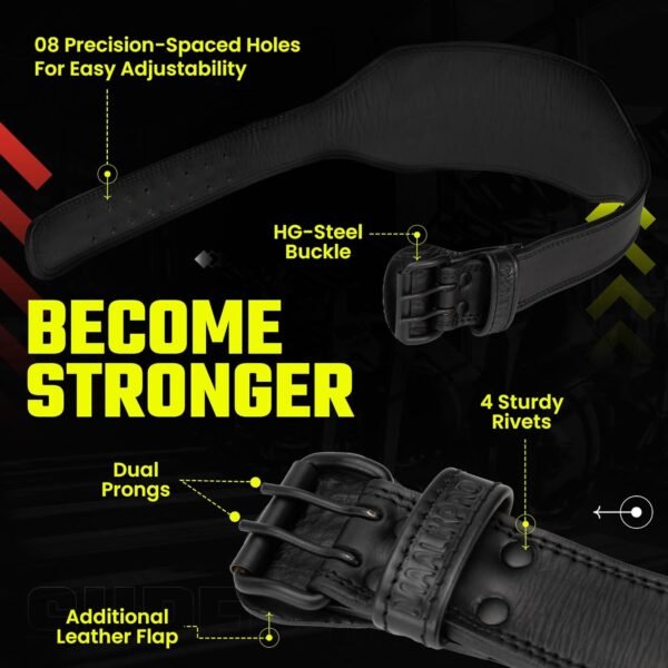 Weight Lifting Leather Belt with Adjustable Buckle, Gym, Workout & Weight Training - Weightlifting Belts for Men and Women - Image 4