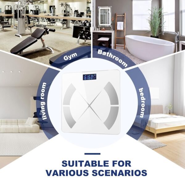 APP Body Fat Scale Intelligent Weight Scale Body Scale Rechargeable Intelligent Weight Scale, Digital Bathroom Scale with Smartphone Application Body Composition Monitoring Health Analyzer (White) - Image 8