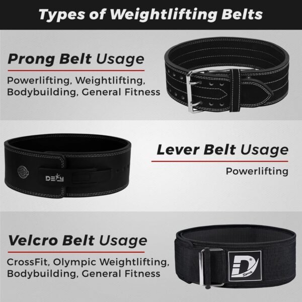 DEFY Self Locking Weight Lifting Belt – Premium Weightlifting Belt for Powerlifting, Bodybuilding, Cross Training & Back Support – Adjustable Workout Belt for Men & Women - Image 7