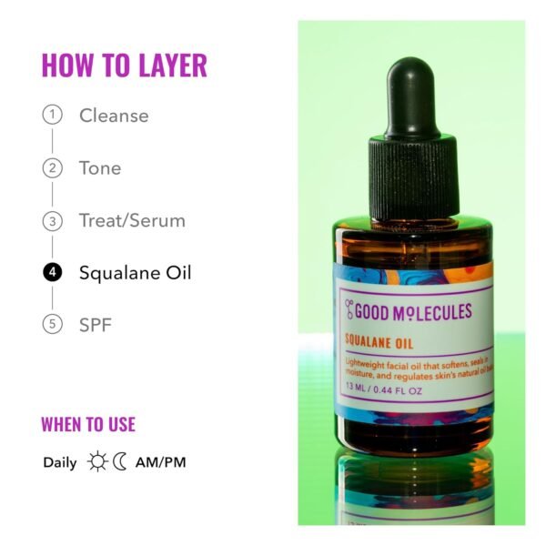 Good Molecules Squalane Oil - Moisturizer for Face, Skin, and Hair, Plumping, Firming, Anti-Aging - Skincare for Face to Hydrate and Calm the Skin - Image 7