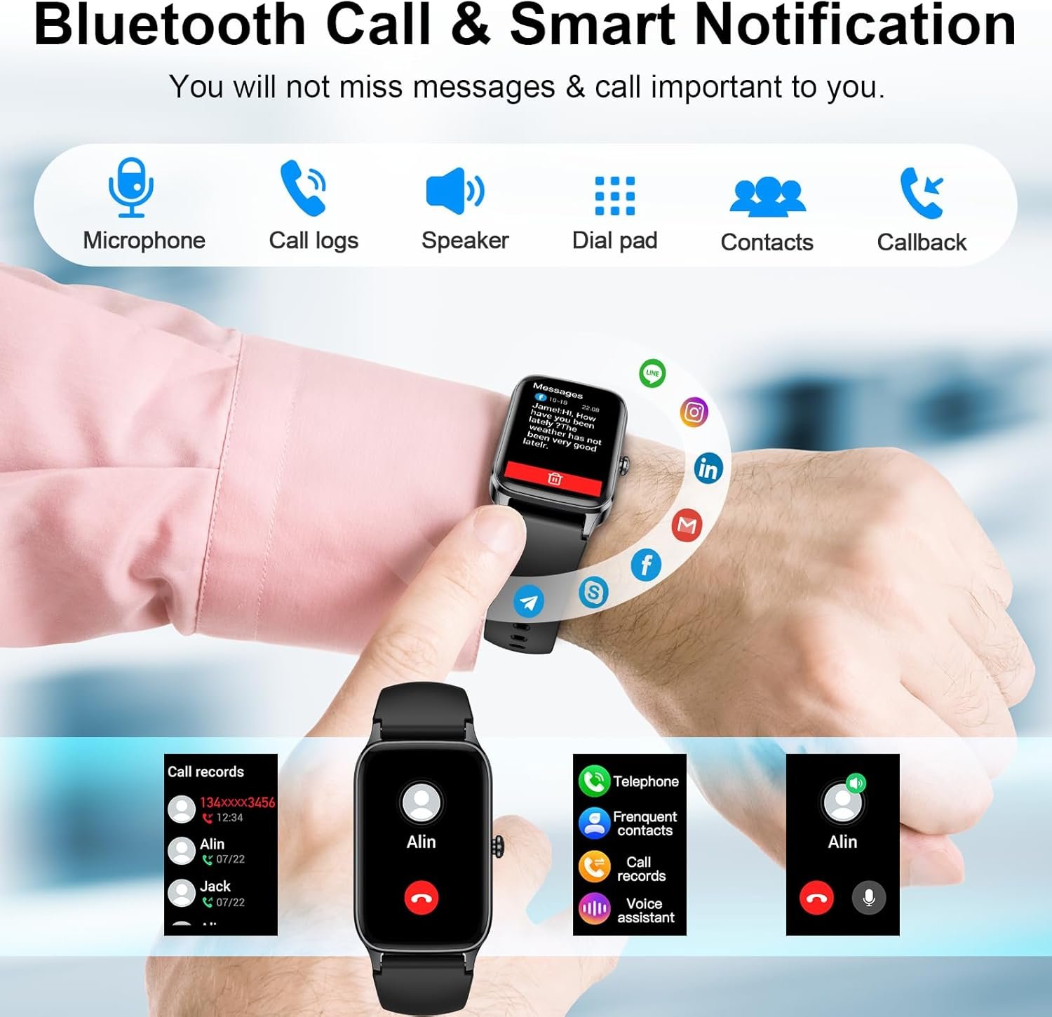 Smart Watch for Men Women (Answer/Make Call), 1.57” Fitness Tracker 113+ Sports Smartwatch, Heart Rate/Sleep Monitor/Pedometer/Calories Fitness Watch, IP68 Waterproof Activity Tracker for Android iOS - Image 4