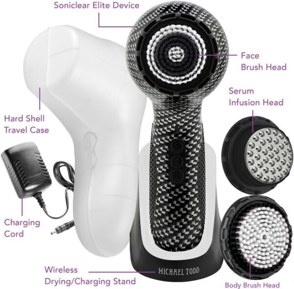 Michael Todd Beauty - Soniclear Elite - Facial Cleansing Brush System - 6-Speeds - Face Cleansing Brush & Exfoliating Body Scrubber - Image 7