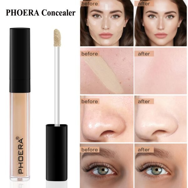 PHOERA Concealer, Lightweight, Full Coverage, Long Lasting, Corrects, Hydrates, Highlights, Matte Finish, All-Day Wear,with Concealer Brush (103#BEIGE) - Image 3