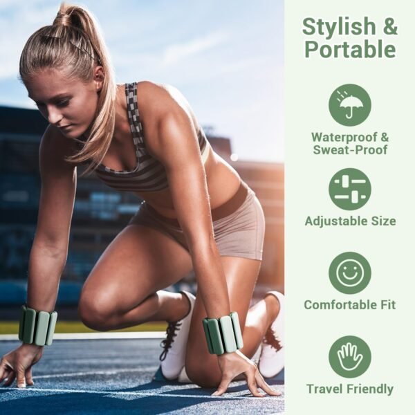 Sportneer Wrist Weights - 1 Pair (1 lb/2 lb Each) | Adjustable Wearable Weights Silicone Wrist Bangles for Women | Yoga, Dance, Barre, Pilates, Zumba, Swimming, Cardio, Aerobics, Gym - Image 6