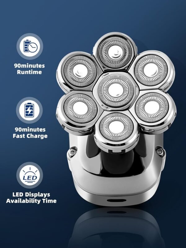 7D Head Shavers for Bald Men, 5 in 1 Electric Head Shaver with 5 Attachment Head,Head Electric Razor with LED Display, 100% Waterproof Wet/Dry Mens Grooming Kit wtih USB Rechargeable - Image 4