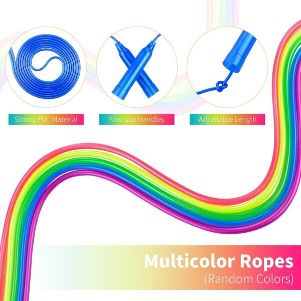 Aneco 30 Pack Kids Jump Rope Set 7.3 Feet Outdoor Jump Ropes Colorful Kids Jumping Ropes Great Sports Activities Birthday Party Favors Gifts - Image 4