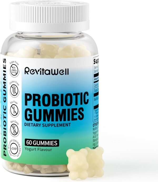 Probiotic Gummies for Digestive Health and Gut Health, 3.6 Billion CFU, Sugar Free, Debloat Gummies Probiotics for Kids, Women and Men, 60 Count, Yogurt Flavour - Image 2
