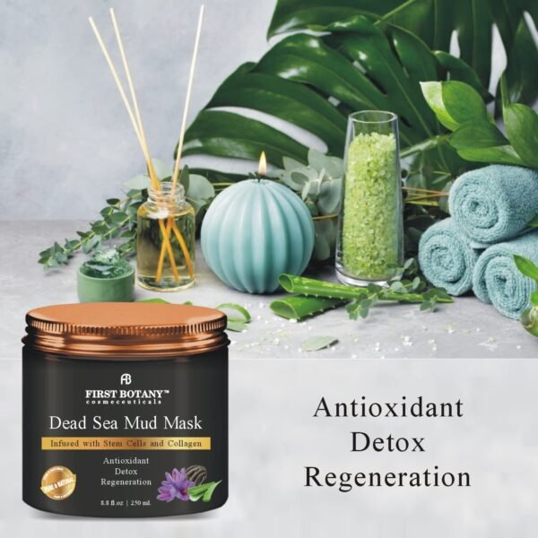 First Botany, 100% Natural Mineral-Infused Dead Sea Mud Mask 8.8oz Stem Cells Facial Treatment Skin Cleanser Pore Reducer Anti Aging Acne Treatment Blackhead Remover Cellulite & Natural Moisturizer - Image 5