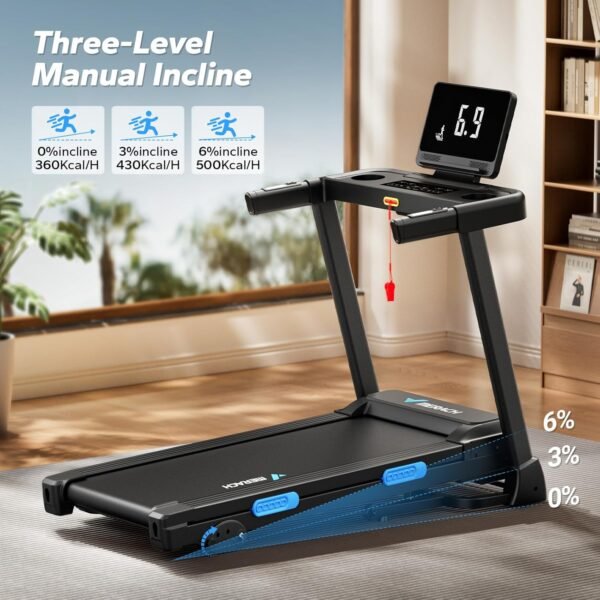 MERACH Foldable Treadmill with Incline, 7.5MPH Quiet Treadmills for Home with Double Deck Technology, 4 Silicone Shock Cushion, Heart Rate Monitoring,16.5" Wider Belt, APP - Image 7