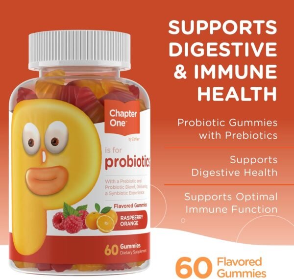 Zahler Chapter One Probiotic Gummies for Kids - Probiotics Gummies with Prebiotic Blend - Raspberry Orange Flavor - Kosher Vegetarian Non GMO Probiotics for Kids - Probiotic with Fiber (60 Count) - Image 4