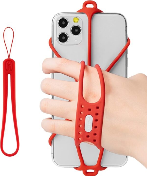 BONE Run Tie Handheld 1, Handheld Running Phone Holder with Wrist Lanyard, Skin-Friendly Silicone Hand Strap for Workout, Universal Sport Phone Carrier Compatible with Most Smartphone (Red) - Image 2