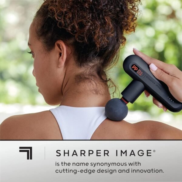 Sharper Image Deep Tissue Portable Percussion Massage Gun, Compact Plus, Back & Neck Muscle Massager with 4 Attachments - Handheld Rechargeable Massage Gun for Athletes (Renewed) (Gunmetal Gray) - Image 6