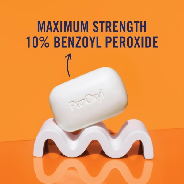 PanOxyl Acne Treatment Bar with 10% Benzoyl Peroxide, Maximum Strength Bar Soap for Face, Chest and Back, Benzoyl Peroxide Soap Body Wash, Vegan, For Acne Prone Skin, 4 oz - Image 5