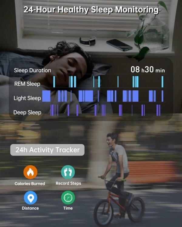 Smart Watch for Men Women (Answer/Make Call), 1.8" Touch Screen Activity Trackers for Android iPhone Compatible with Alexa Built in, Fitness Heart Rate Blood Oxygen Sleep Monitor, IP68 Waterproof - Image 5