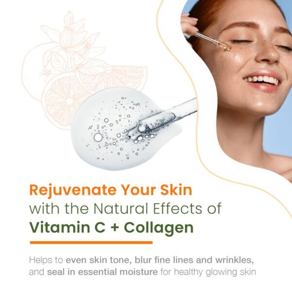 Vitamin C Serum With Collagen - Dermatologist Tested, Skin Brightening, Anti-Aging, Acne Treatment, Fades Dark Spots, Cruelty Free Korean Skin Care For All Skin Types - 1.69 oz - Image 3