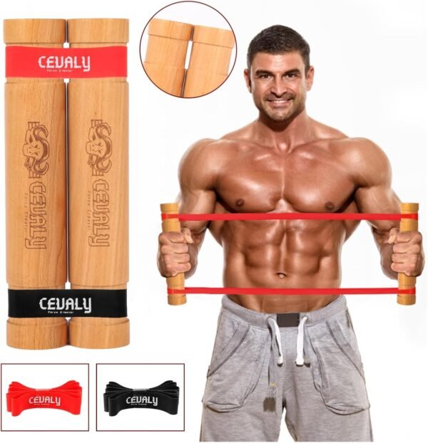 Rip Stick Workout Portable Home Gym Exercise Equipment Adjustable Resistance Bands, Wooden Handles, Liftstick for Upper Body, Shoulder and Joint Rehab (Rip Stick and Bands) - Image 3