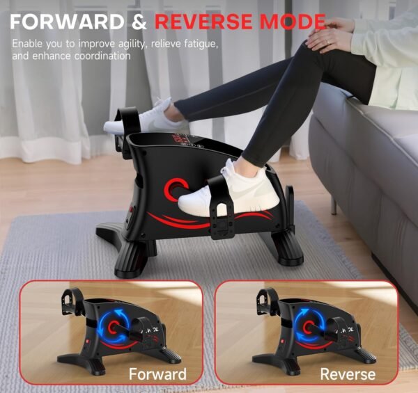 Under Desk Bike Pedal Exerciser , Leg/Arm Exerciser while Sitting for Seniors, Electric Mini Bike for Fitness & Physical Therapy with 15 Adjustabl Speed, Desk Pedal Bike for Home/Office Workout, LED Display, Remote Control - Image 6