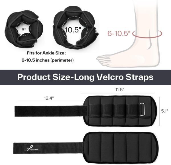 Sportneer Adjustable Ankle Wrist Weights for Men Women Kids, Adjustable Leg & Cuff Weight Straps for Fitness, Walking, Running, Aerobics, Yoga, Gym | 2 lbs for Each Ankle, 1 Pair Total Weight 4 lbs - Image 6