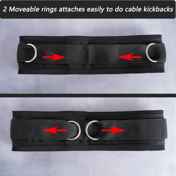 Adjustable Waist Belt Soft Neoprene Padded Belt with 2 Movable Rings for Cable Machines Fitness Exercise Speed Agility Resistance Training - Image 5