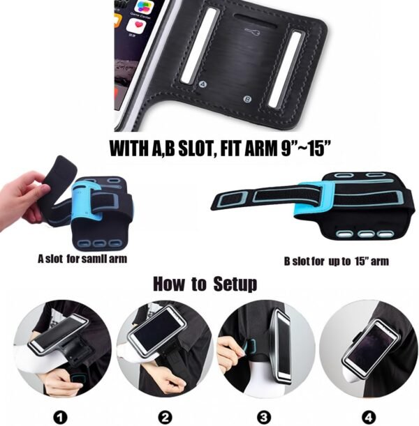 2Pack CaseHQ Water Resistant Cell Phone Armband Case Compatible with iPhone 12 iPhone 12 Mini iPhone 12 Pro Max iPhone 11, 11 Pro, 11 Pro Max, X, Xs Max, Xr, 8, 7, 6 Plus. Adjustable Band & Key Slot - Image 7