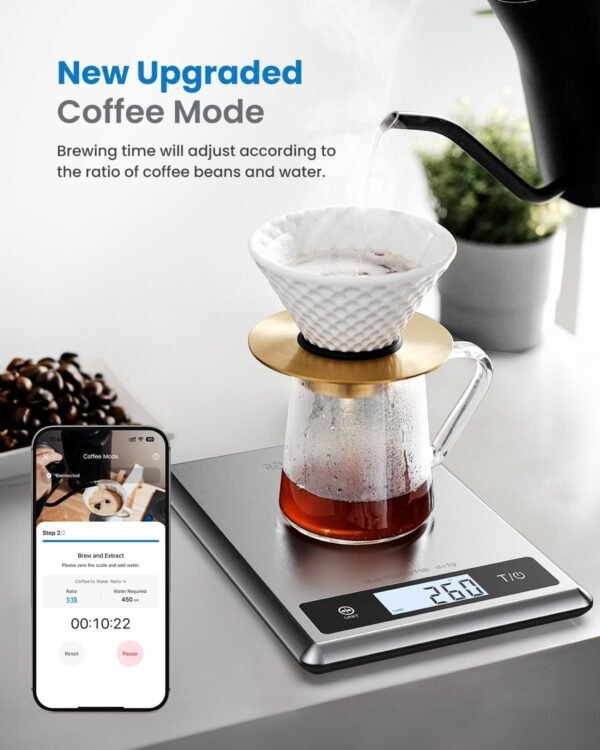 RENPHO Smart Food Kitchen Scale, Food Weight Scale with Nutritional Calculator, Digital Food Scale Grams and Ounces for Weight Loss, Calorie, Macro and Cooking, Stainless Steel - Image 6