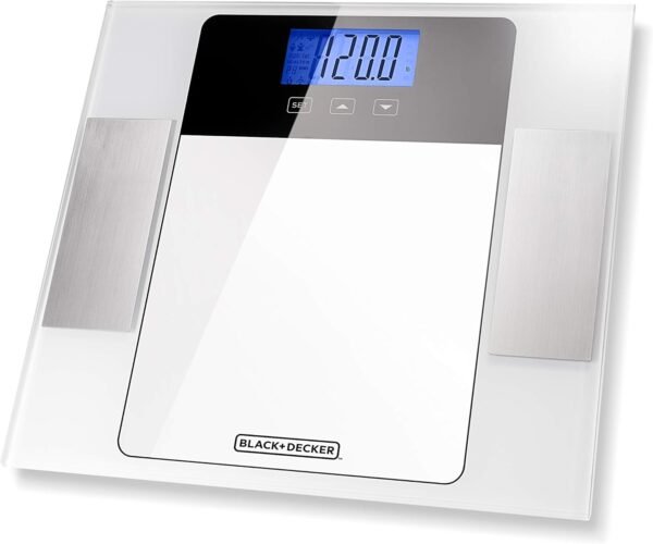 Black + Decker Digital Bath Composition Smart Scale. Weight, BMI, Calorie Recommendation, Fat, Water, Muscle, Body Bone Analysis, White - Image 2