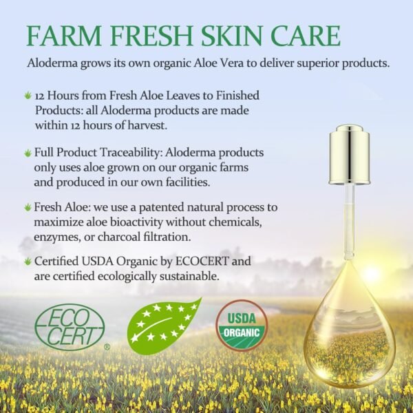 Aloderma Age-Defying 24K Gold Leaf Aloe Flower Essence Gel, Made within 12 Hours of Harvest - Luxurious Aloe Gel with Allantoin & Hyaluronic Acid for a Glowing, Shimmering, Youthful Complexion, 7oz - Image 8