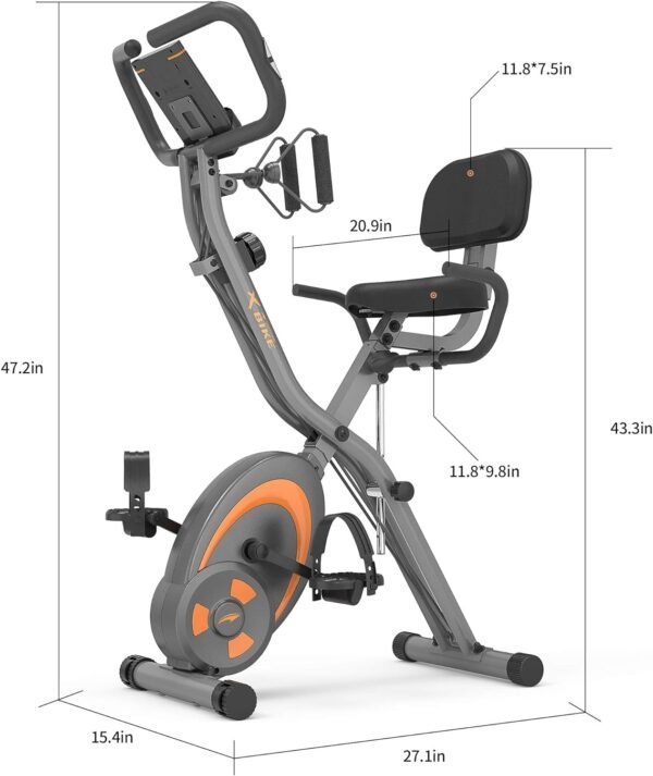 leikefitness Folding Stationary Bike Recumbent Exercise Bike w/Arm Resistance Bands-Pulse Sensor-LCD Monitor and Easy to Assemble Indoor Cycling Bike 2280 - Image 3