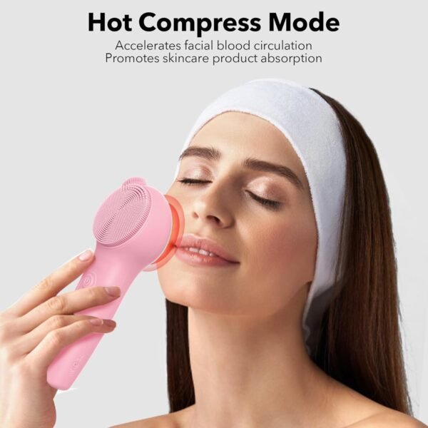 Facial Cleansing Brush Face Scrubber, Alyfini Silicone Electric Deep Cleaning Exfoliating Brush with Nose Scrub Blackhead Remover, Waterproof Rechargeable Thermal Massager Skin Care Routine Men Women - Image 6