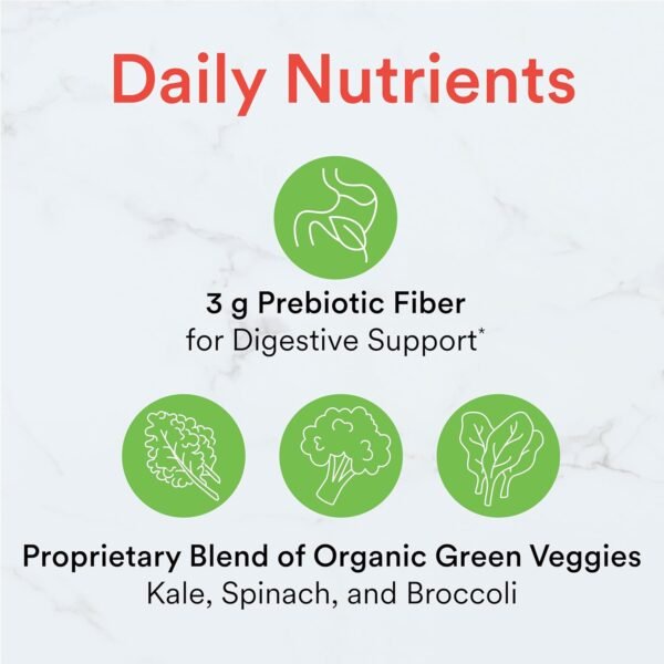 SmartyPants Kids Fiber & Veggies: Prebiotic Fiber Supplement Gummies for Kids with Inulin, Organic Green Veggie Blend, Vegan, Gluten Free, Mixed Berry Flavor, 60 Count (30 Day Supply) - Image 6