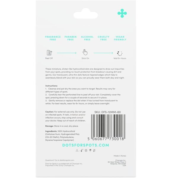 Dots for Spots Pimple Patches - Fast Acting Translucent Hydrocolloid Zit Treatment Stickers for Face - Blemish Patch for Women, Men & Teenagers - Made in Korea (60 count) - Image 10