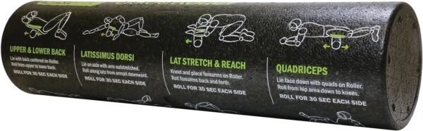 GoFit Dense Foam Massage Roller - with 12 Printed Exercises, GF-GDRL,Black - Image 2