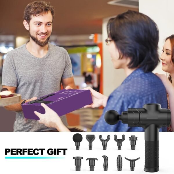 Massage Gun Deep Tissue, Muscle Percussion Back Neck Head Handheld Hammer Massager for Athletes, 30 Speed Level, LED Touch Screen, Long Battery Life with 10 Heads - Image 7