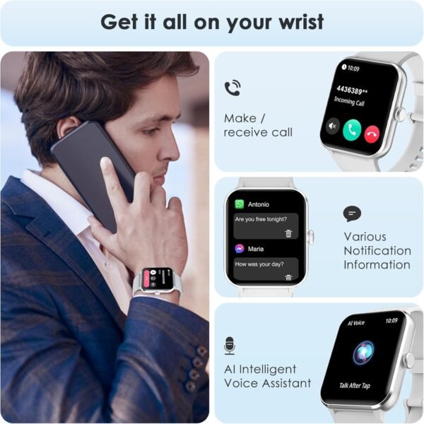 Fitness Tracker 2024 (Answer/Make Call),Smart Watch with 24/7 Heart Rate Blood Oxygen Monitor,Sleep Tracker,100+ Sports Modes,Pedometer,IP68 Waterproof Activity Trackers for Android&iPhone Women Men - Image 3