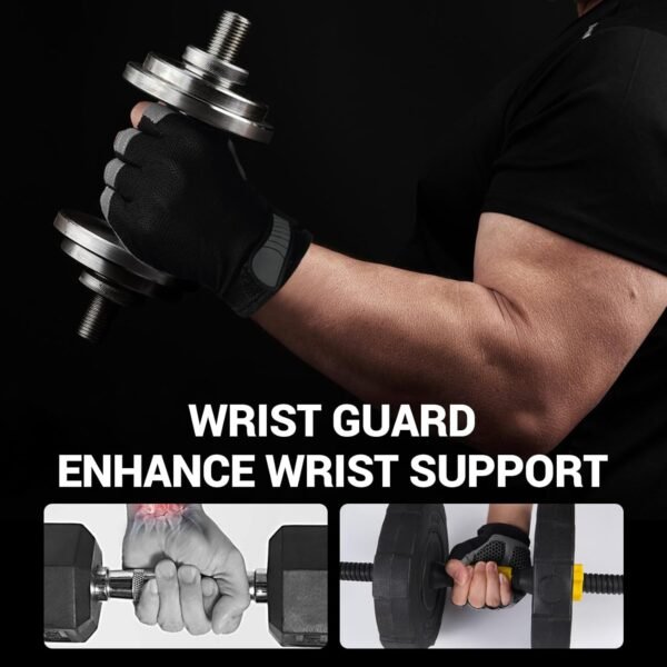 WULI Cycling Gloves Half Finger Men's and Women's Fitness Gloves for Cycling, Breathability, Anti Slip Yoga Equipment, Anti cocooning, Wrist Protection Thickened Palm - Image 3